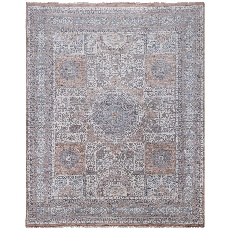 Tapis sable noué à la main de haute qualité, Rectangle 8 pi x 10 pi
