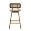 Ensemble de deux tabourets de bar en bois massif d'intérieur Bari avec sièges ergonomiques et dossiers ornés de rotin pour un usage domestique polyvalent-951099321