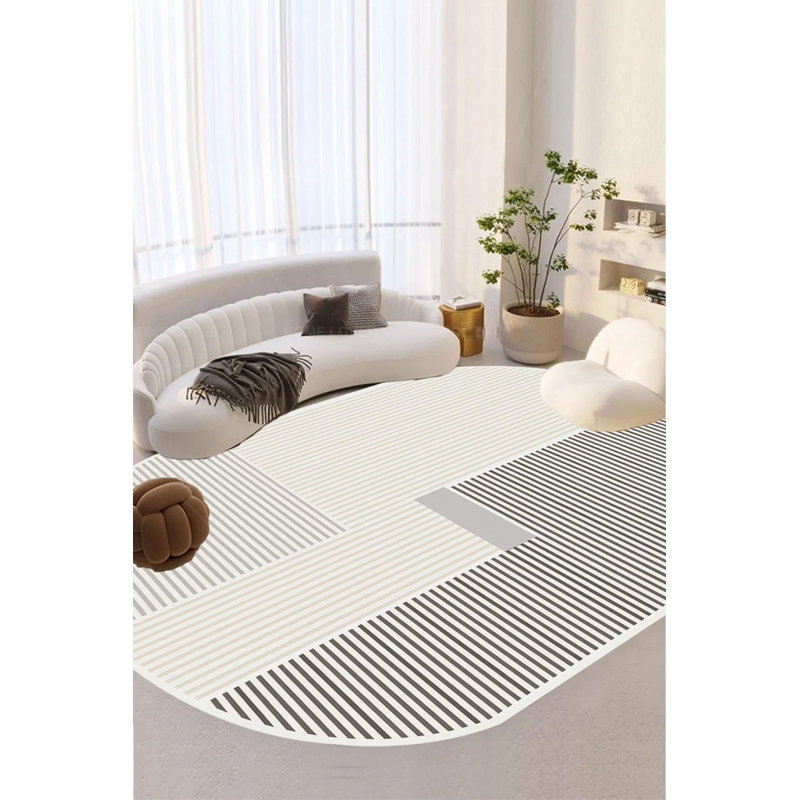 Tapis moderne avec envers antidérapant, Ovale 2 pi 7 po x 3 pi 3 po