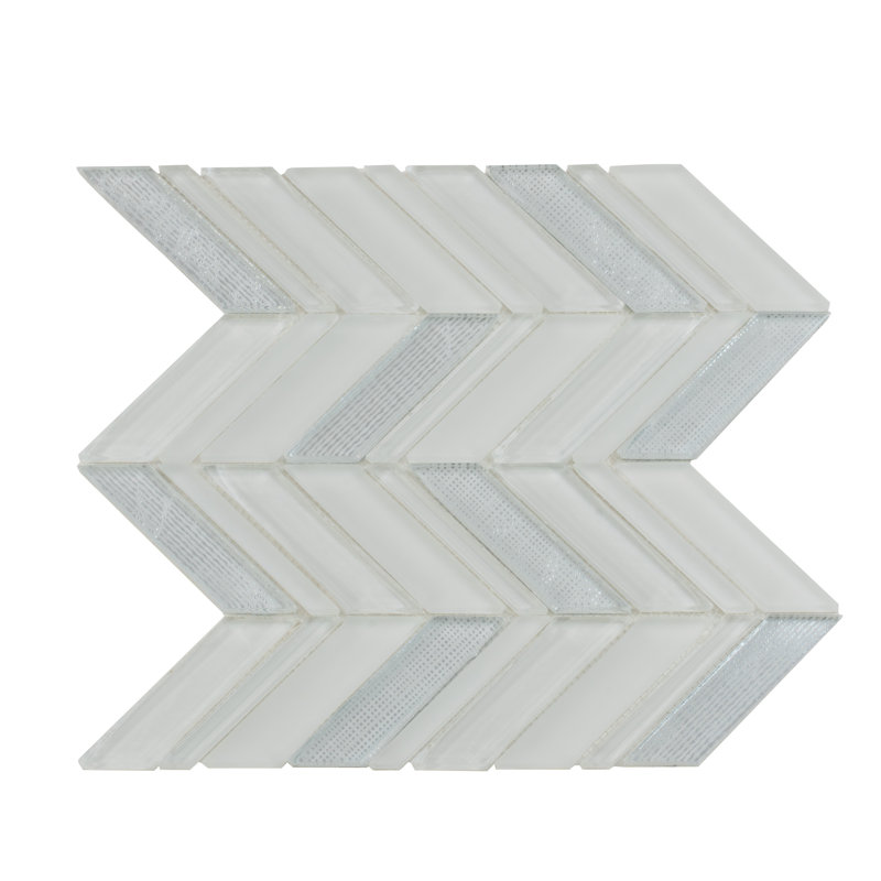 Glacier 1.2 in. x 3.5 in. Herringbone Glossy Tile, Gray