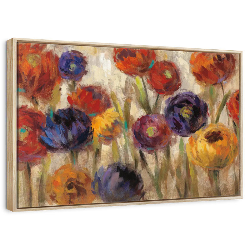 Asters et mamans, Cadre flottant en bois naturel, 13 po x 9 po