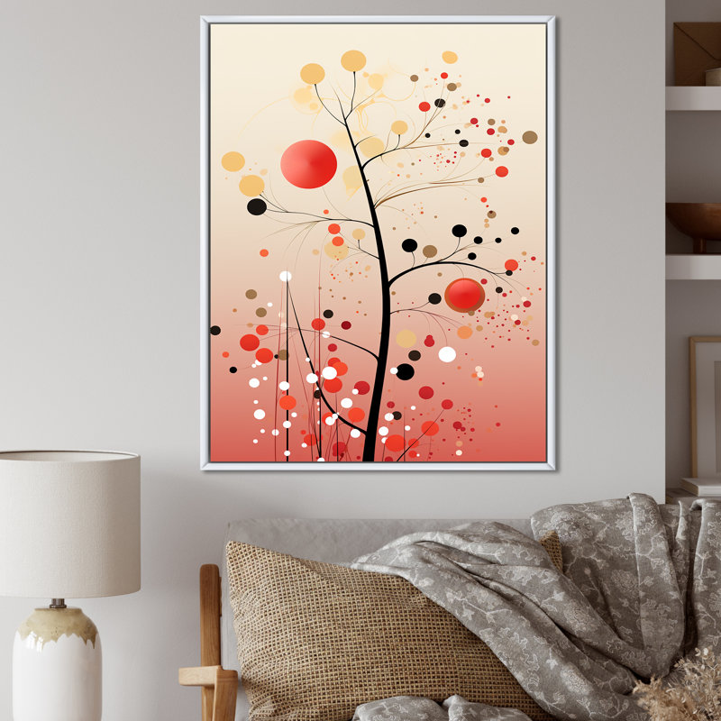 «Pink Boho Blooming Branch» sur toile, H 32 po x l 16 po x P 1 po, Cadre flottant blanc