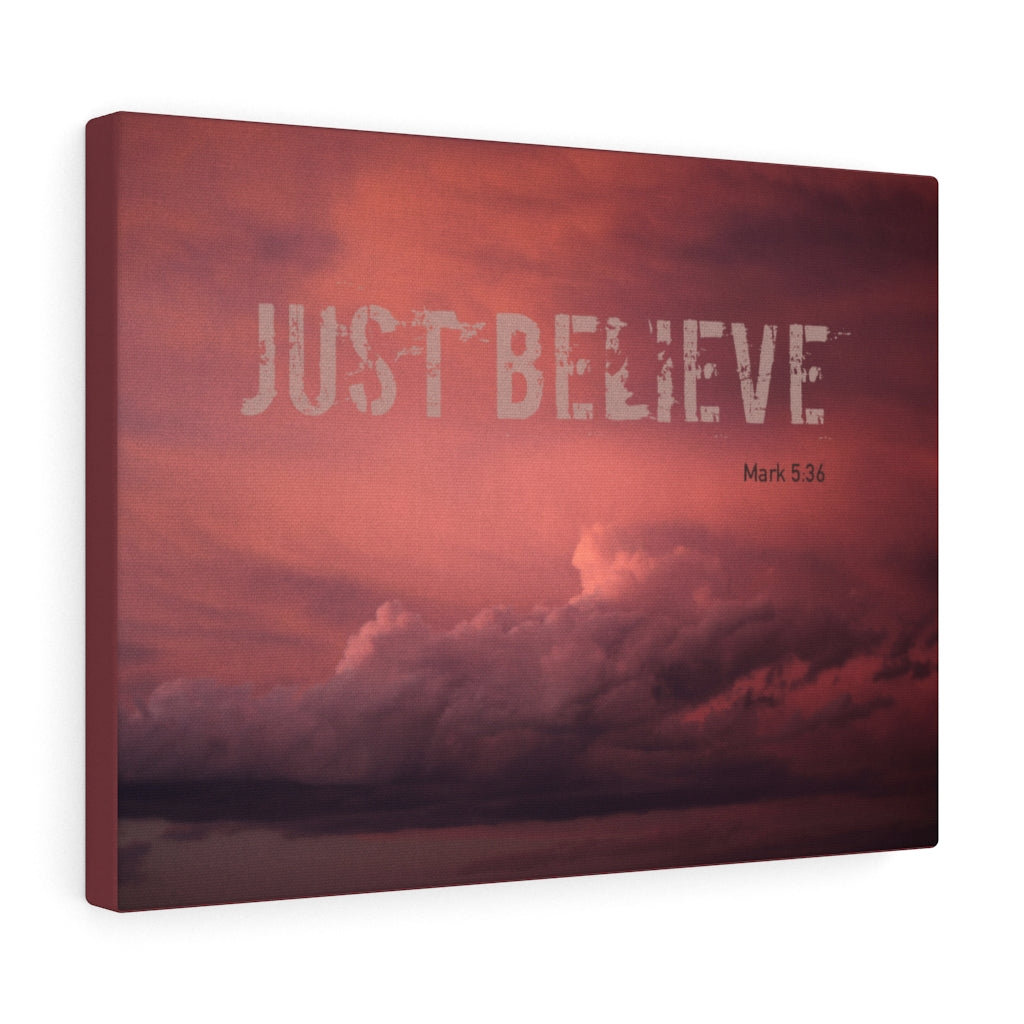 Blue Elephant Just Believe Red Mark 5:36 - Wrapped Canvas Typography ...