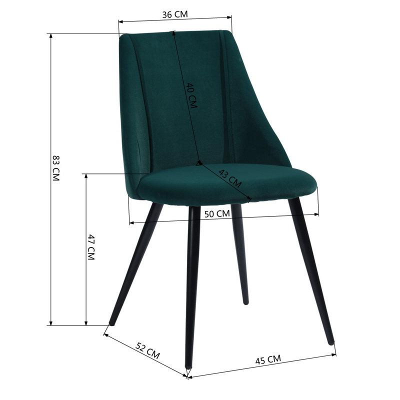 Tyrell 47cm H Short-haired Velvet Upholstered Side Chair, Green