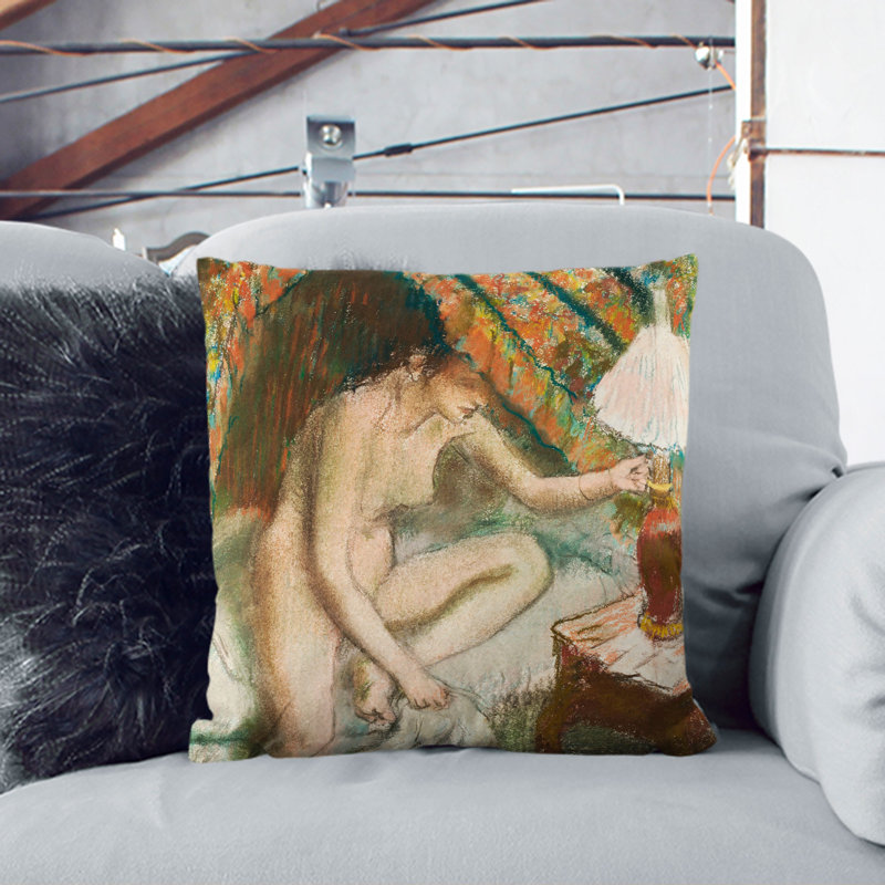 Naked Woman In Bed By Edgar Degas Square Throw Cushion, 40cm H x 40cm W x 15cm D
