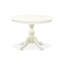 L'ensemble 5 pièces de table et chaises de cuisine comprend une table de salle à manger ronde avec piédestal et 4 chaises Parson en tissu bleu bébé, lin blanc-1998732283-1998624643-1998732272