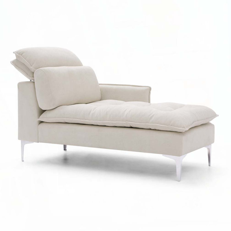 Chaise longue avec accoudoir gauche, Beige