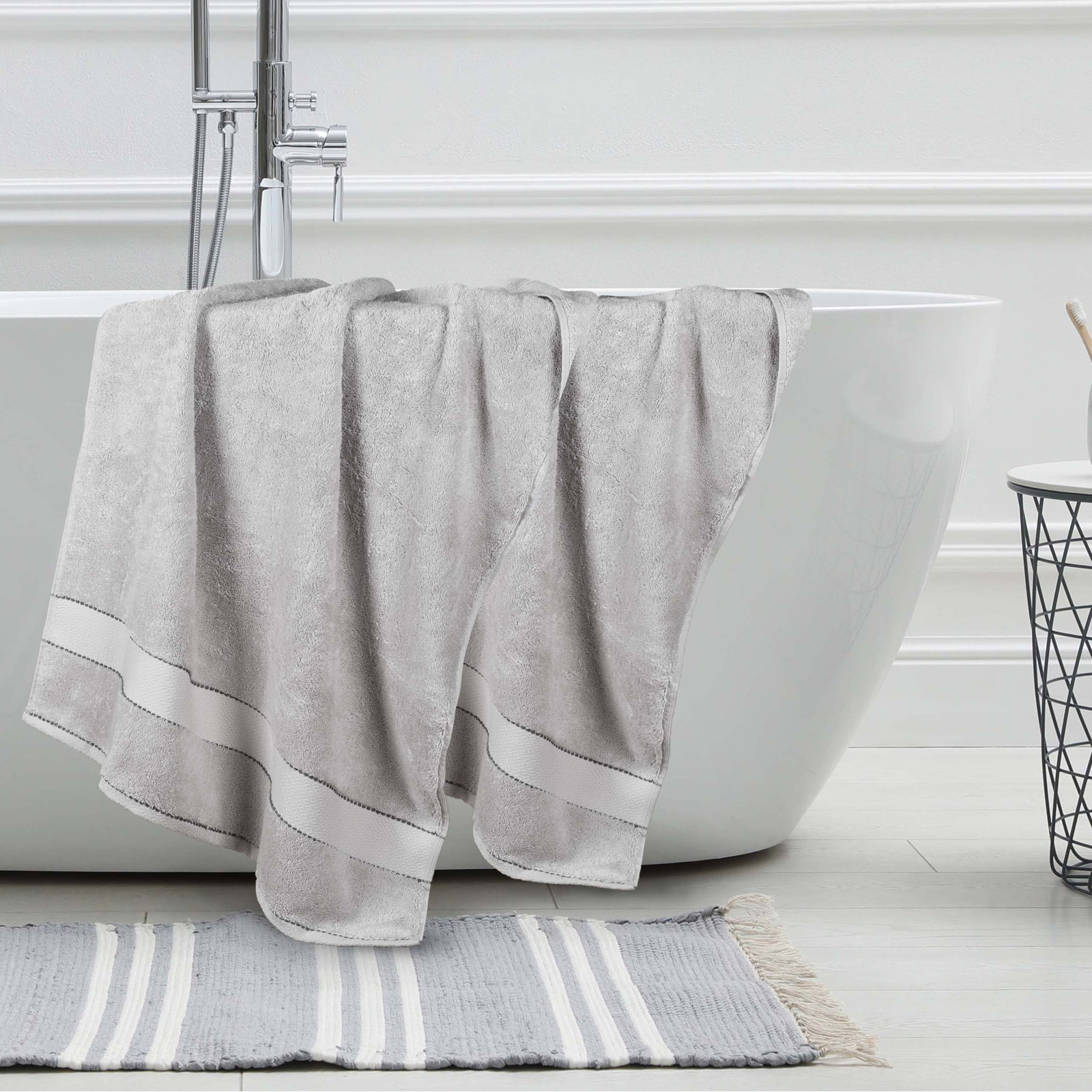 Abrianna Giza Cotton Bath Sheet, Platinum