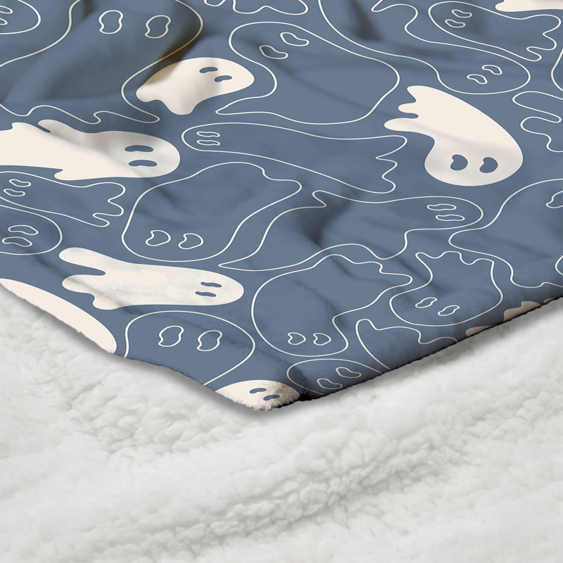 Jeté en sherpa Ghost Shapes, Bleu / blanc