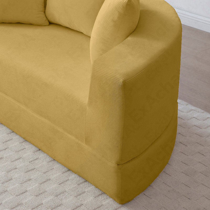 67'' Upholstered Sleeper Loveseat, Yellow