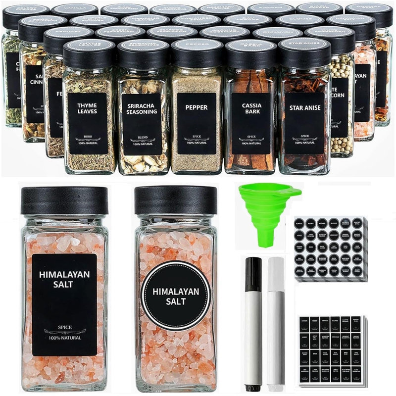 48 pots en verre d'épices 4 oz