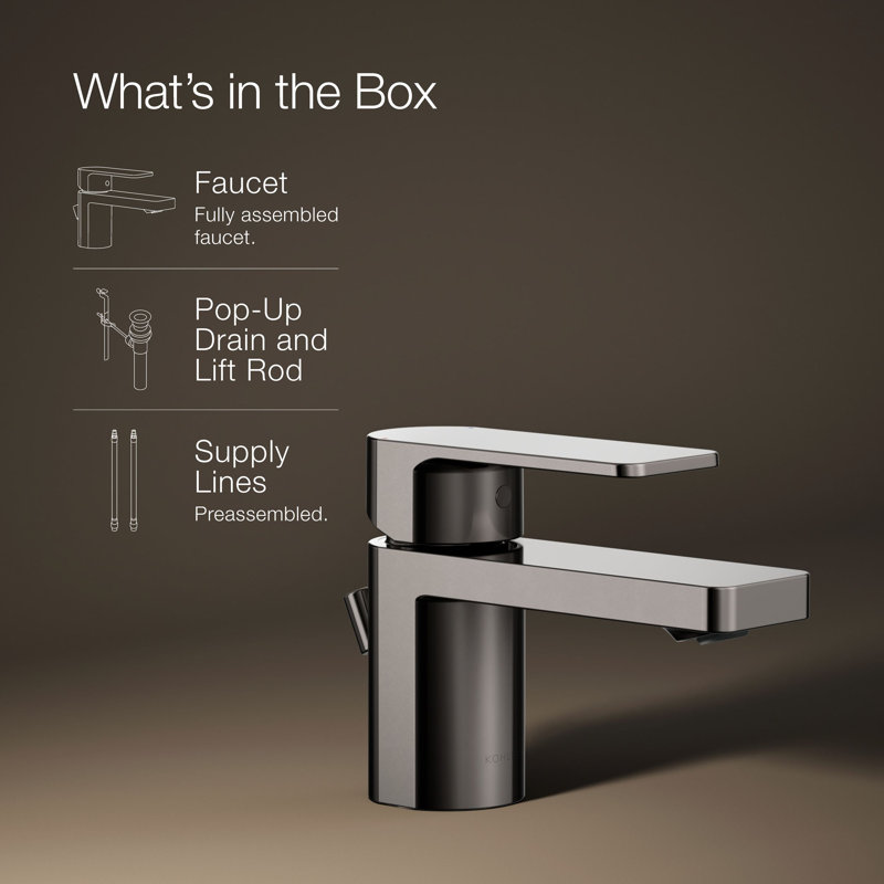 Parallel Single Hole Bathroom Faucet, Vibrant Titanium