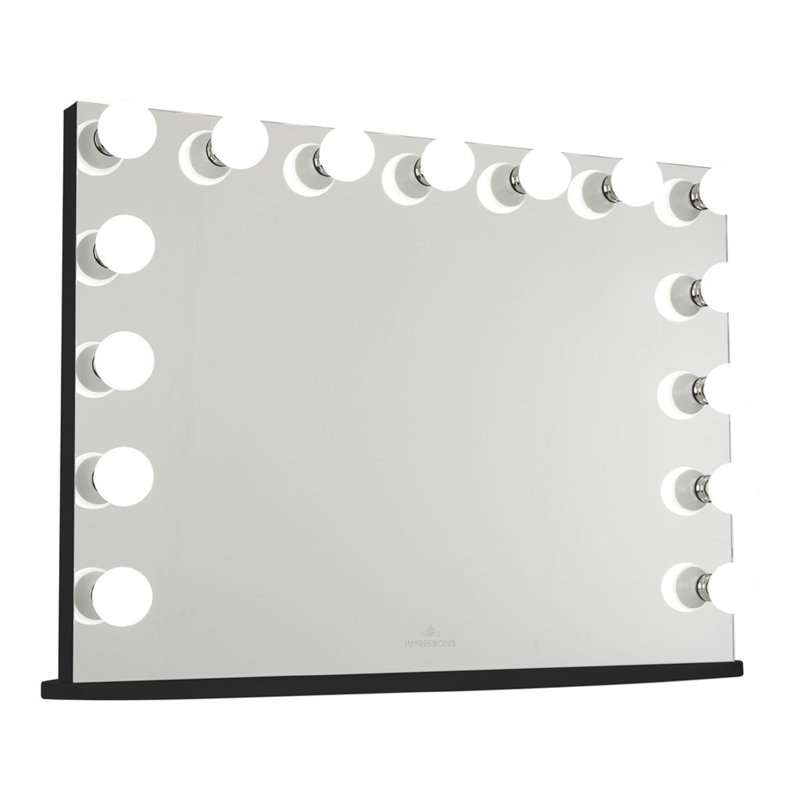 Hollywood Premiere Pro Makeup Mirror with 15 Frosted LED Bulbs Dressing Mirror with Standing Base, Black