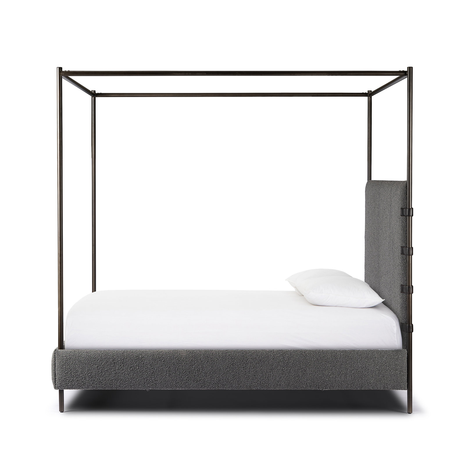 Malo Upholstered Metal Canopy Bed, Queen, Knoll Charcoal