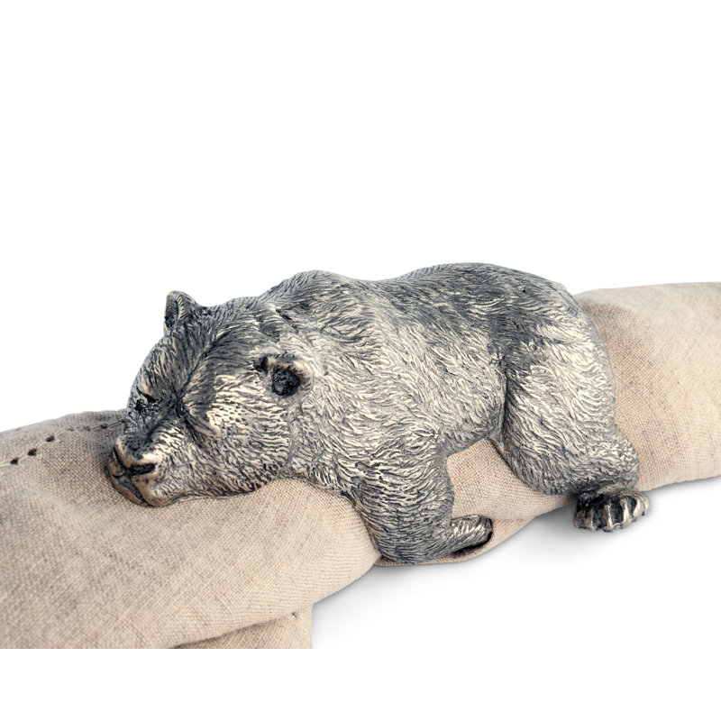 Woodland Creatures Pewter Sleeping Bear Napkin Ring