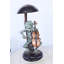 Statue de grenouille jouant du violoncelle sous le champignon - Taille: L 10 po x l 10 po x H 24 po.