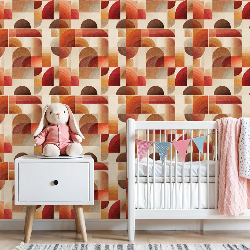 Papier peint auto-adhésif à motifs géométriques abstraits, tons de terre chaud, L 118,08 po x l 24 po