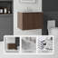 Meuble-lavabo suspendu de 61 cm (24 po) avec lavabo en céramique, portes à fermeture amortie, comptoir et dosseret en marbre reconstitué blanc granit de 1,5 cm (0,6 po), armoire en contreplaqué, brun-133277195