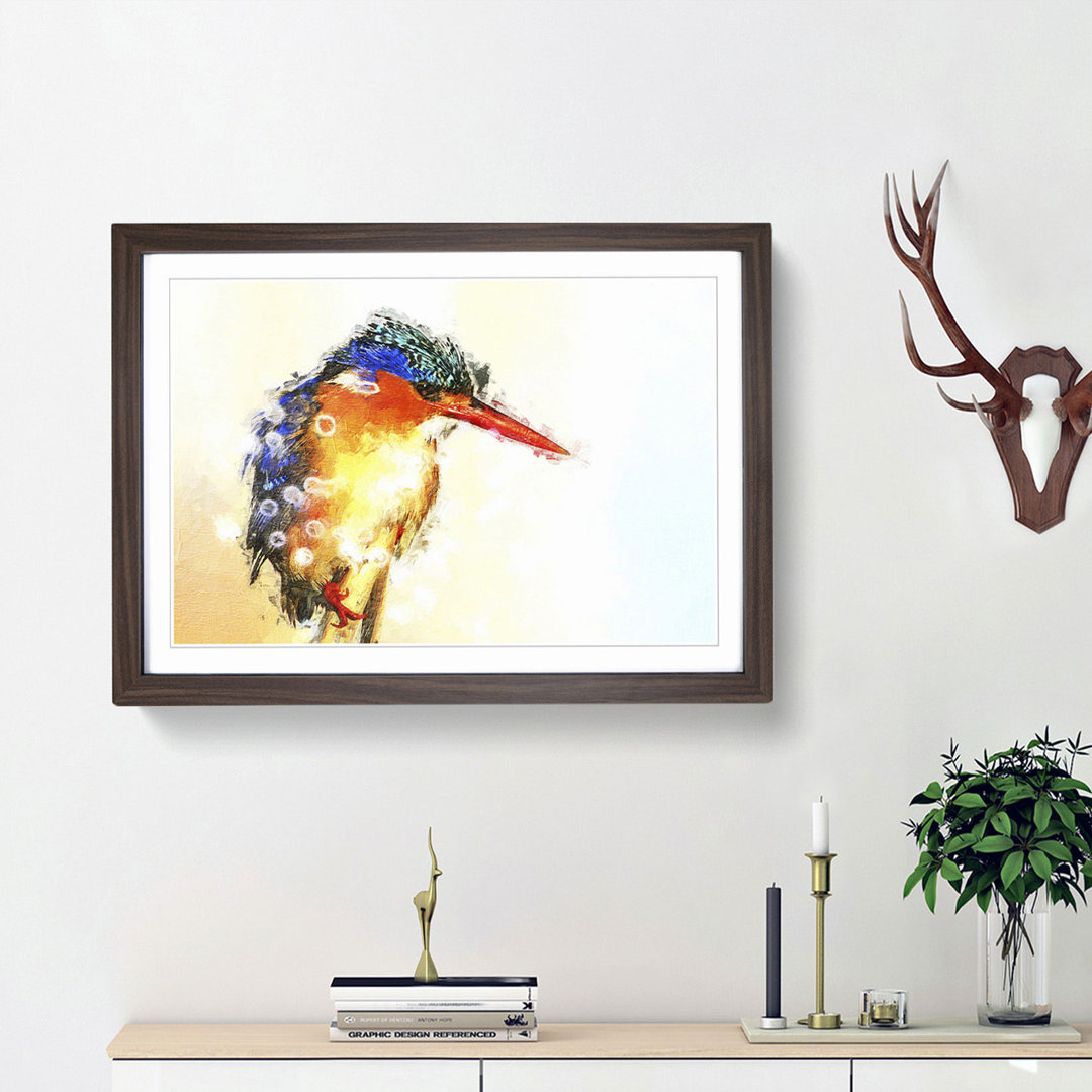 Exquisite Kingfisher Bird in Abstract - Picture Frame Painting Print