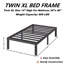 Cadre de lit simple XL de 35,5 cm (14 po), cadre de lit plateforme en métal robuste avec rangement, sommier, lattes de soutien solides, montage facile, noir-903080914
