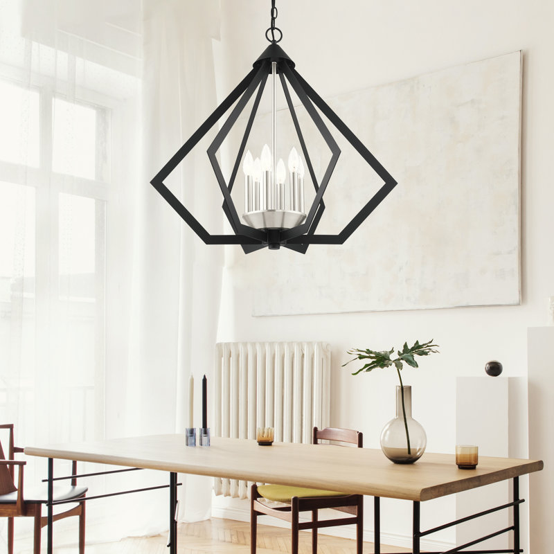 Lustre géométrique à 6 lumières Buckeys, Noir mat
