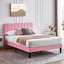 Upgraded Velvet Upholstered Platform Bed with Adjustable Headboard, Reinforced & Quiet Design, No Box Spring Needed, Sturdy Wood Slat Support, Easy Assembly-623717986-618794008