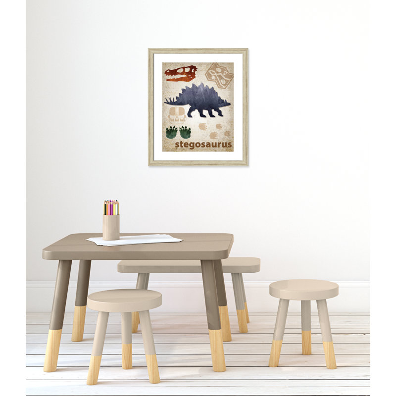Décalcomanie murale Dinosaures-02 ', H 26,5 po x l 22,5 po x P 0,625 po, Cadre plat beige