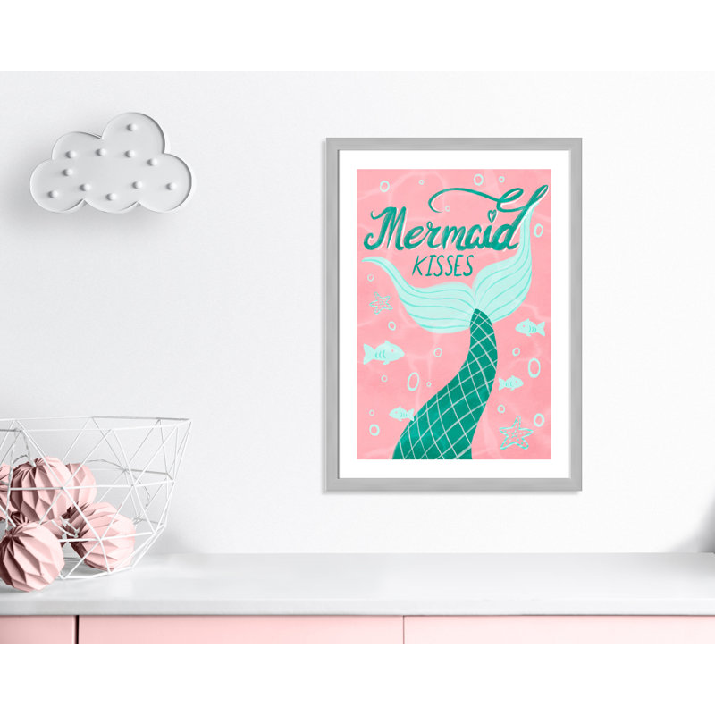 Mermaid Kisses 1, impression sur papier, H 10 po x l 8 po x P 0,6 po, Encadré plat argent