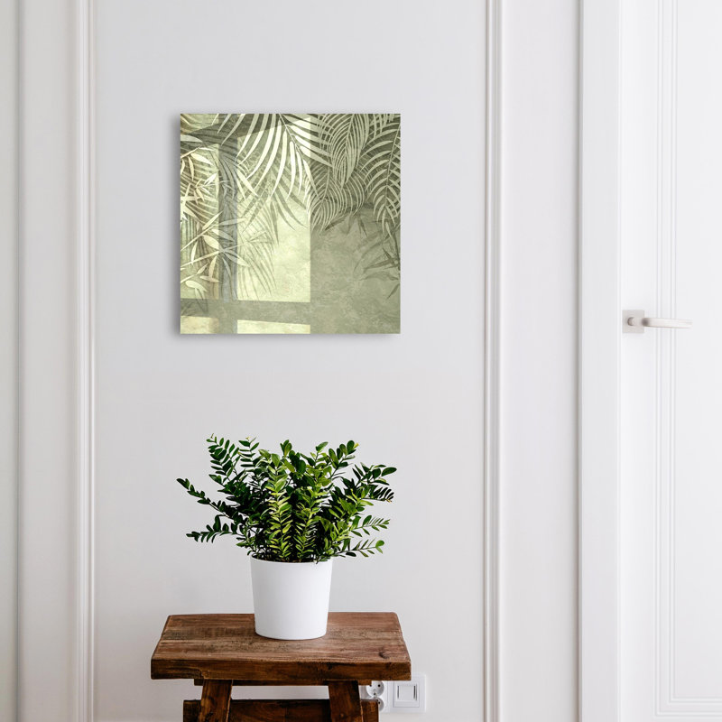 Key storage cabinet, Opens to the left, 30x30x5, White, Green leaves on a subtle background, 