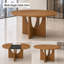 Ensemble de salle à manger extensible en bois massif avec 4 chaises rembourrées, une base à piédestal moderne et un dossier demi-rond