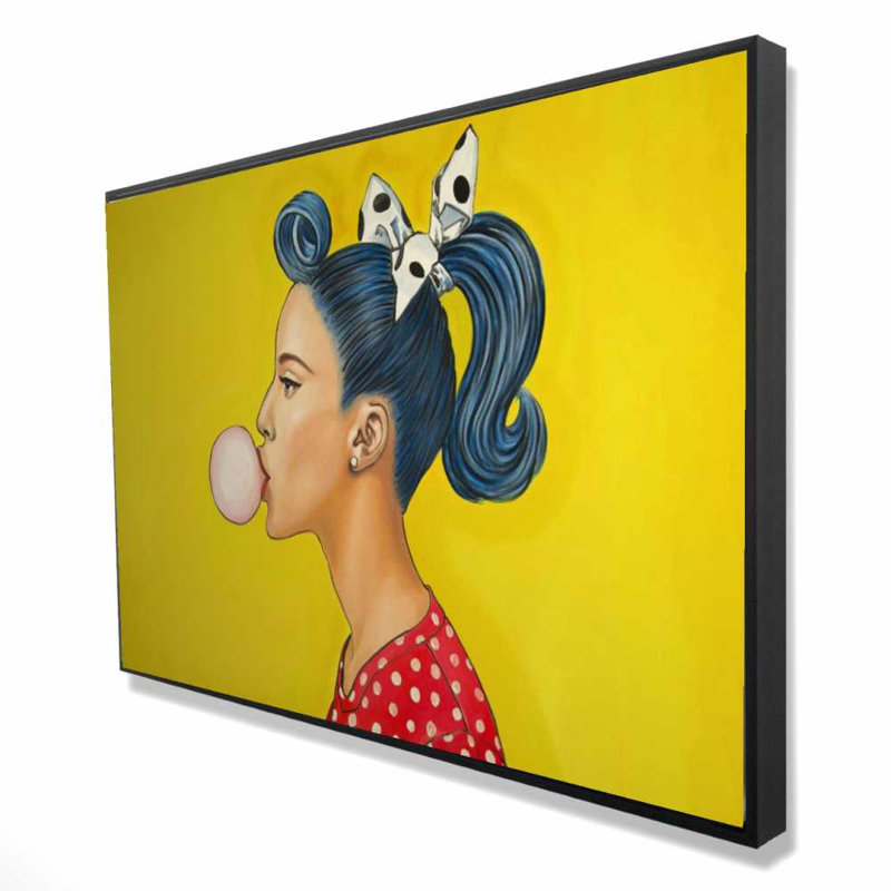 «Retro Woman with Beautiful Ponytail», reproduction d'art sur toile encadrée