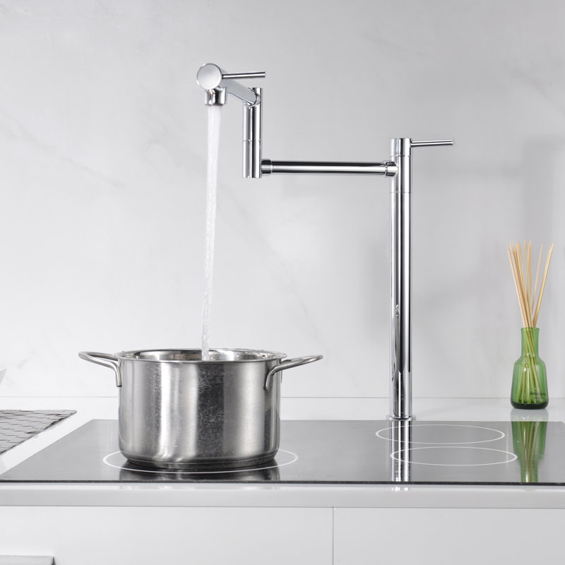 Robinet de cuisine, robinet de lavabo de cuisine à fixation sur plateau avec bec articulé double, Chrome