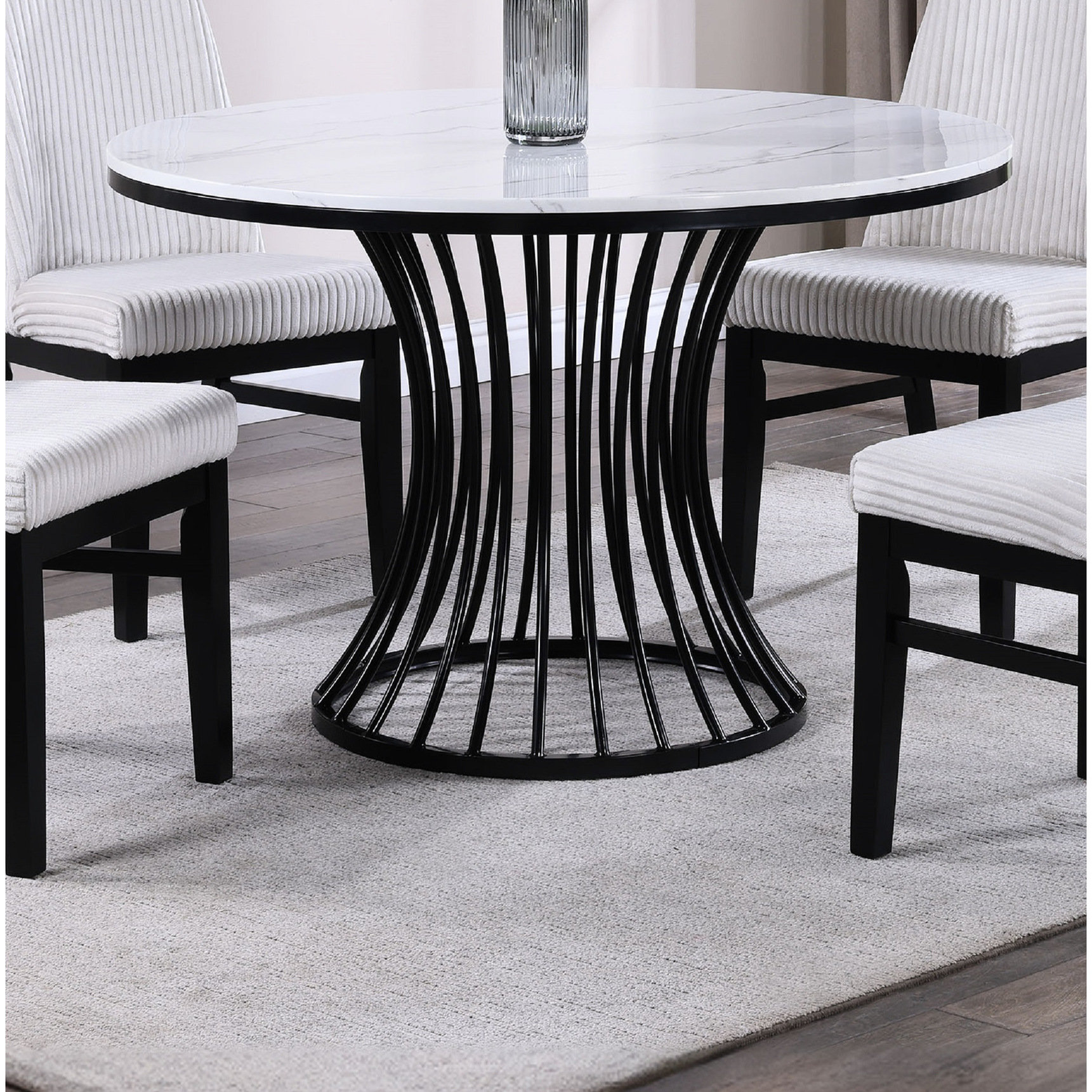 Wrought Studio Contemporary Round Faux Marble Table With Cage-like Base ...