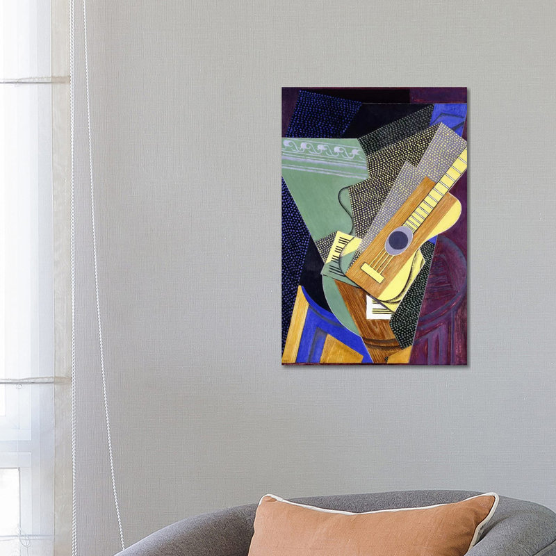 Guitare sur table Table sur une table, 1916 par Juan gris, reproduction d’art, H 12 po x l 8 po x P 0,75 po, Toile tendue