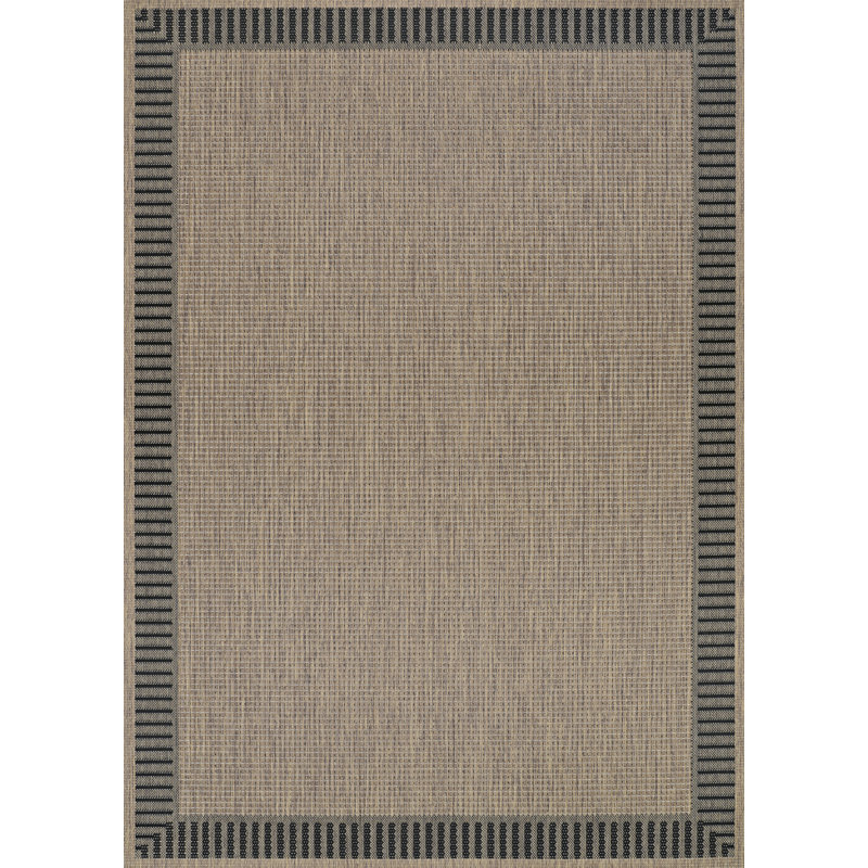 Fierce Vimini Brown-Black Indoor/Outdoor Square Rug, Rectangle 5'3" x 7'6"