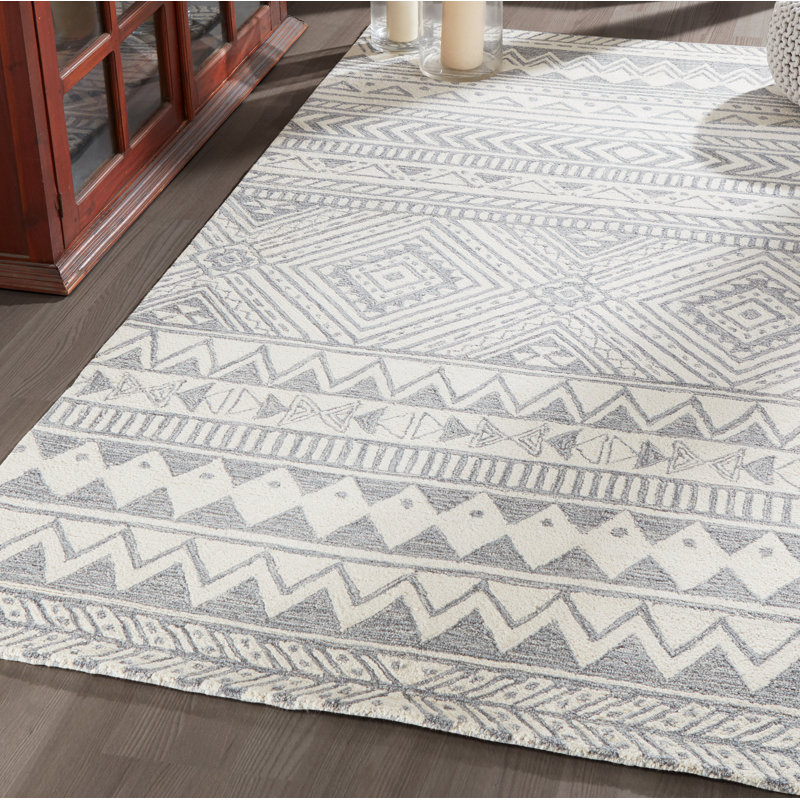 Adhley Wool Geometric Indoor Rug, Rectangle 9' X 12'