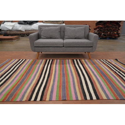 Tapis rayé en laine 5 x 9