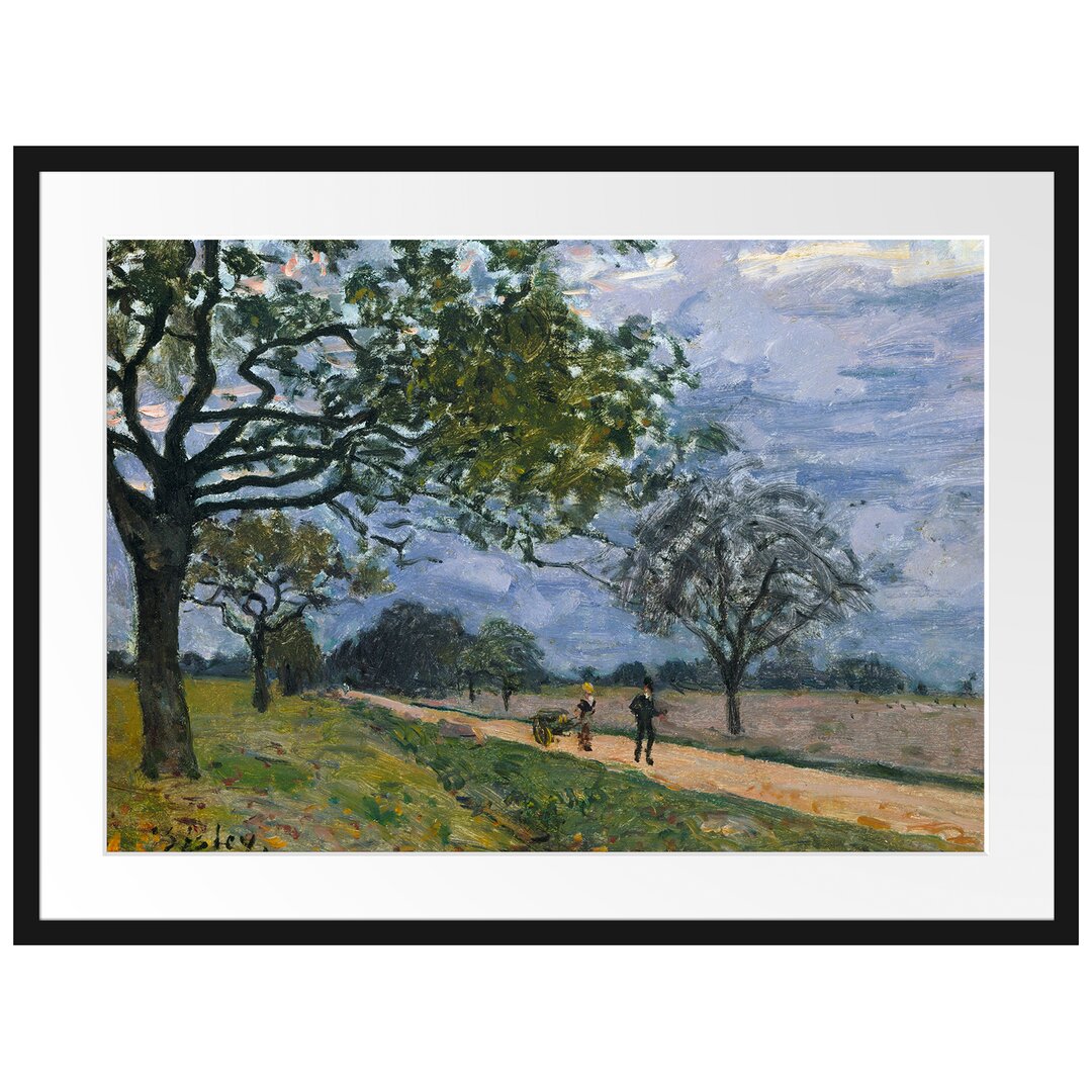 Gerahmtes Poster Der Weg von Versailles nach Louvecienne von Alfred Sisley