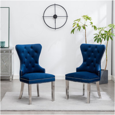 Ensemble de 2 chaises en velours capitonné Montura