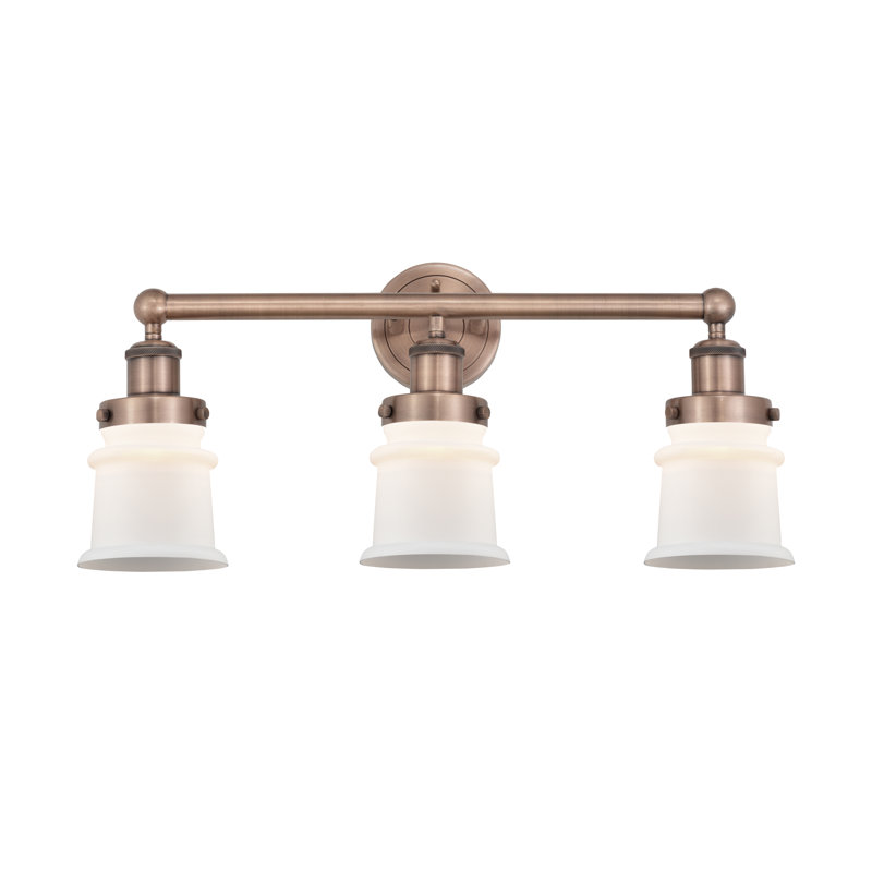 Petit luminaire pour salle de bain 3 lumières Cailen de la collection Edison, Blanc mat, Cuivre antique