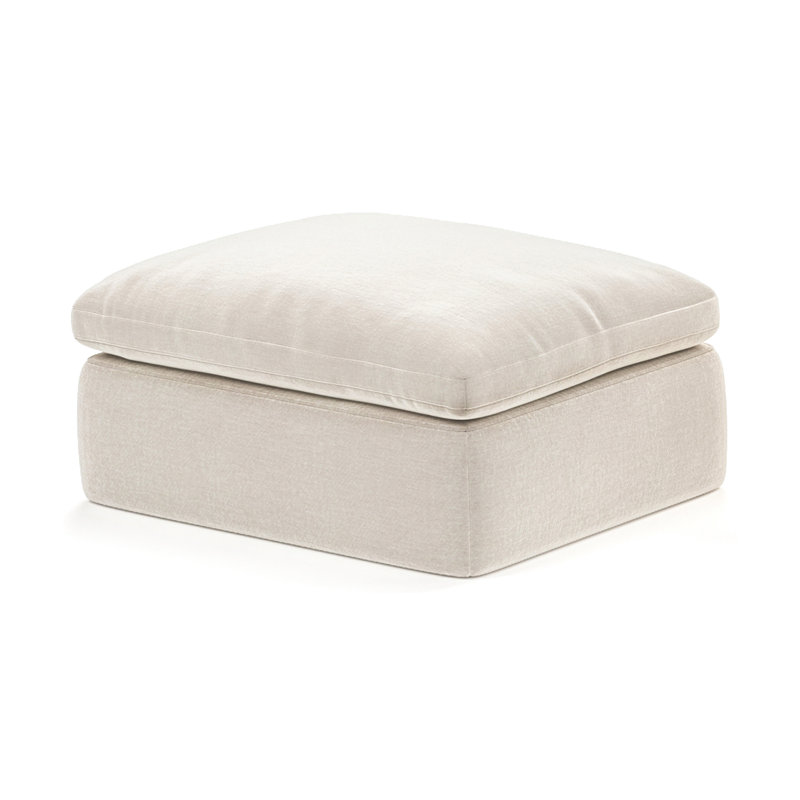 Boneless Modular Sectional Sofa Module, Upholstered Cloud Couch Ottoman, No Assembly Required, White