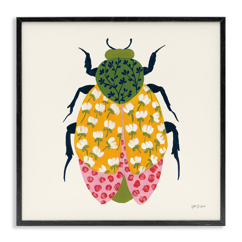  «Mixed Blooms Beetle», art giclée par Yvette St. Amant, Giclée encadrée noir minuit, H 12 po x l 12 po