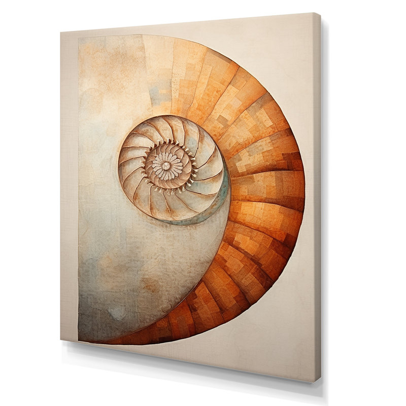 «Copper Curves Nautilus Spiral» sur toile, Toile tendue, H 32 po x l 16 po x P 1 po
