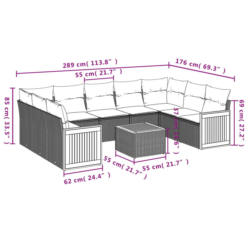 Vidaxl Garden Sofa Set Grey