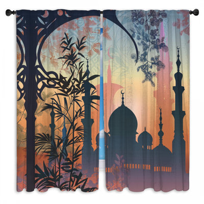 Mosquée avec rideaux obscurcissant et obscurcissant - 2 panneaux