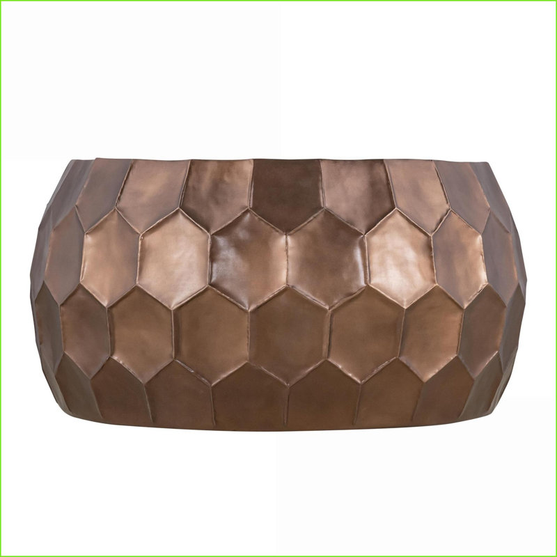 Table basse ronde moderne en aluminium avec base en cuivre, 32 po de diamètre, facile à nettoyer et amp; Prêt à l'emploi