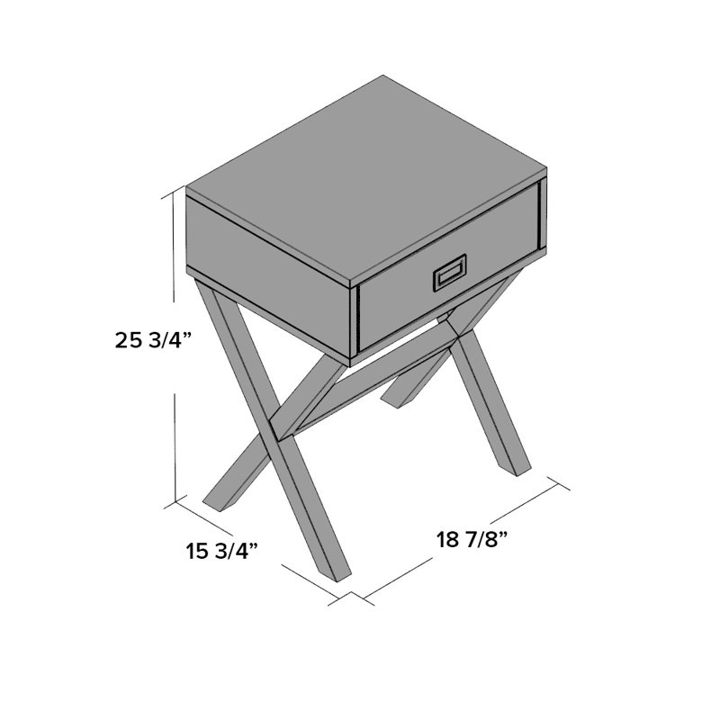 Emile End Table with 1 Drawer, White