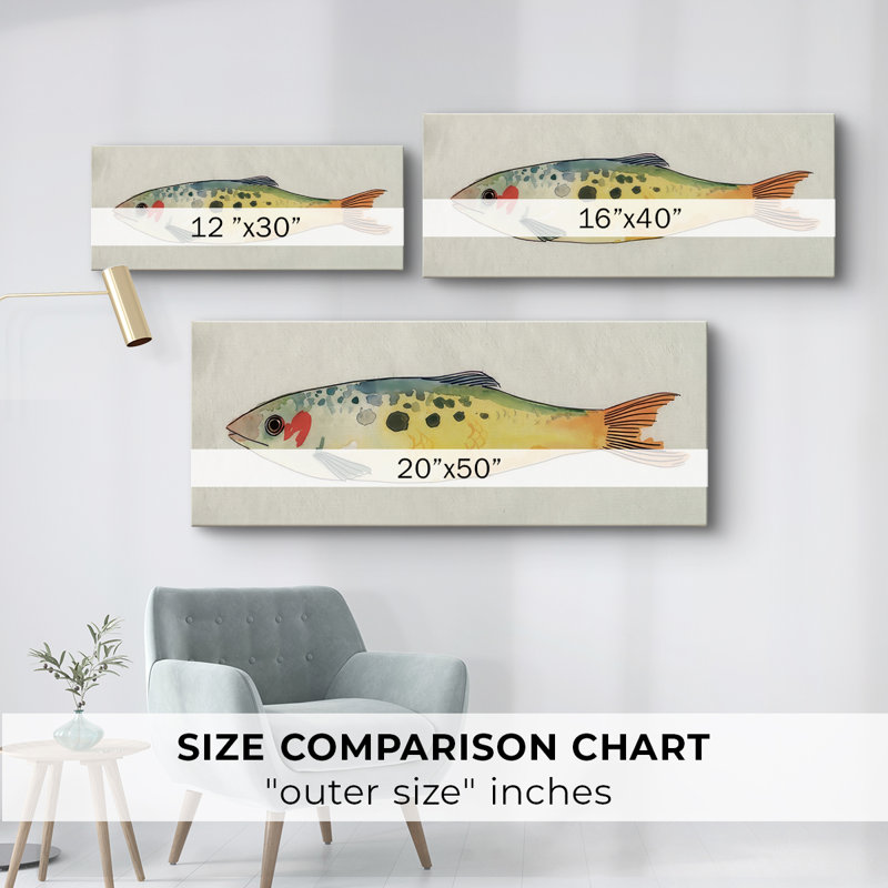 Poisson fantaisiste I - Toile tendue avec châssis - Prêt à accrocher, H 16 po x l 40 po