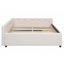Grand lit plateforme tapissier avec port USB et 2 tiroirs