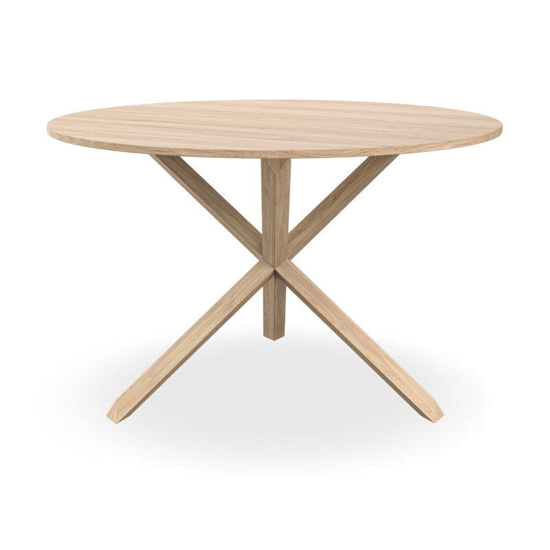 Daryen Round Solid Wood Base Dining Table, Tan